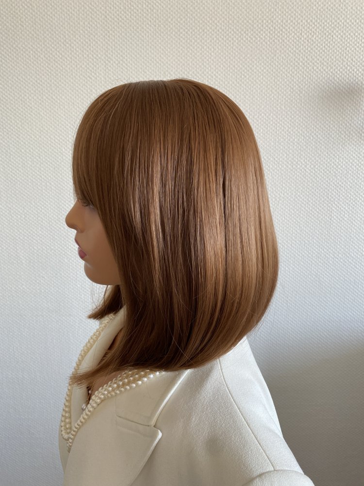 Echthaar Imitat Perücke - kastanienbraun