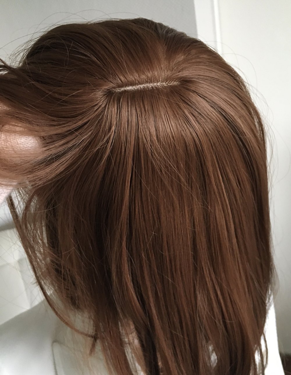 Echthaar Imitat Perücke - kastanienbraun