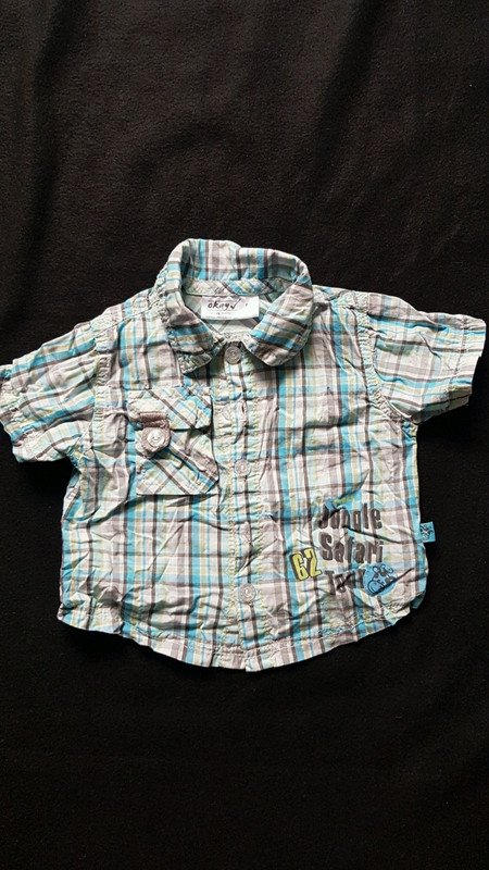 Kariertes Hemd, Gr. 68, türkis, grau, hellgrün
