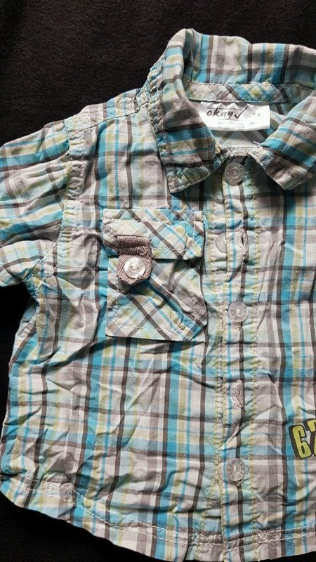 Kariertes Hemd, Gr. 68, türkis, grau, hellgrün