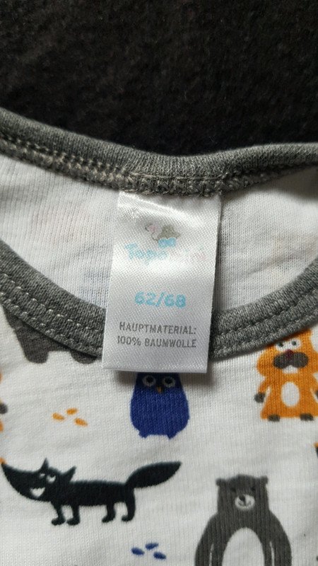 weißer Langarm Body von Topomini, Gr. 62/68