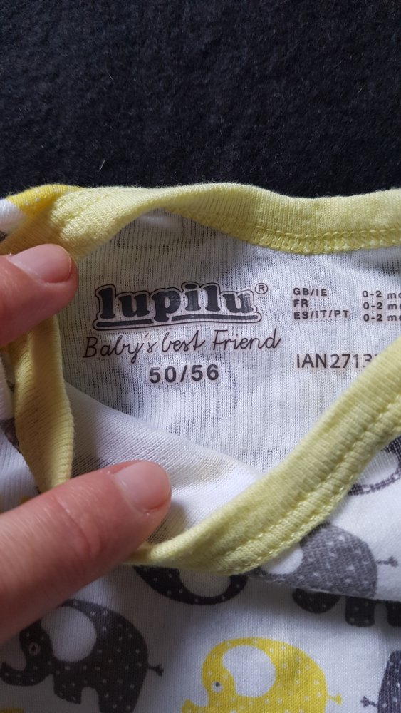 weißer Langarm Body von Lupilu, Gr. 50/56, gelb weiß