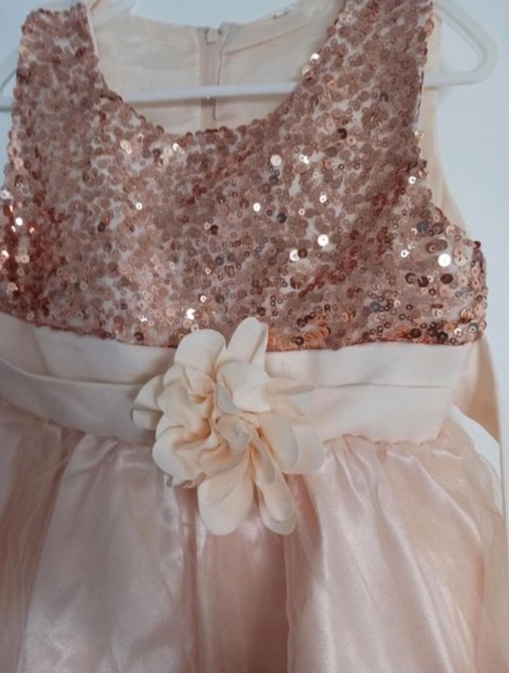 Wie neu~Festliches Kleid m.Pailletten & Tüll, Gr.116~122, aprikot