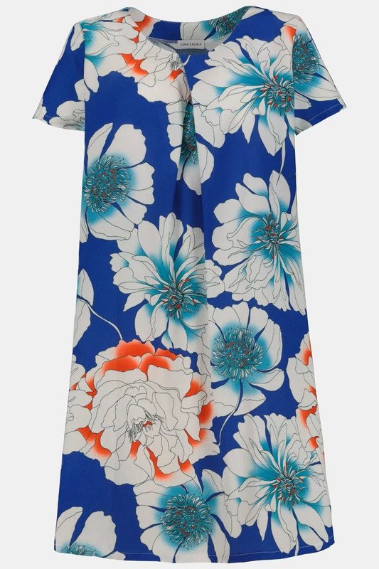 Gina Laura Jerseykleid Kleid geblümter Krepp A-Linie Gr S NEU 