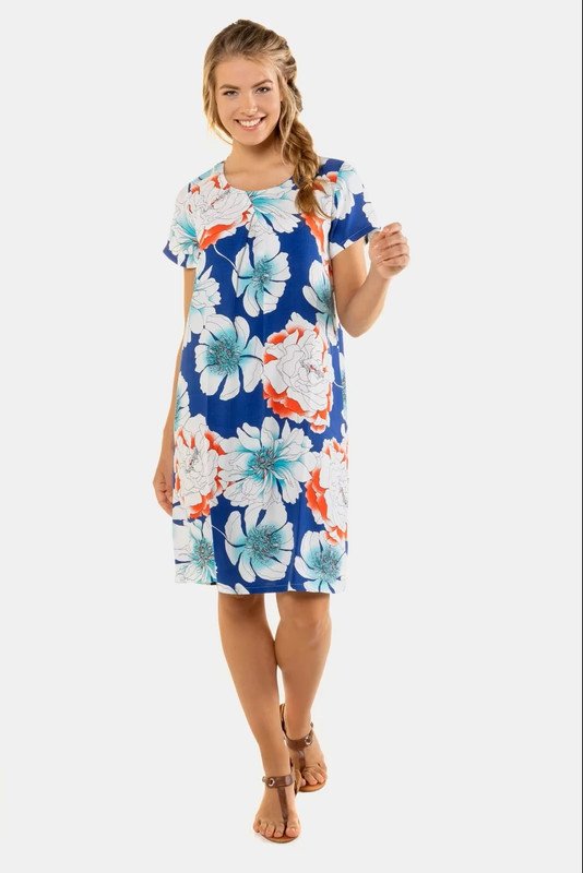 Gina Laura Jerseykleid Kleid geblümter Krepp A-Linie Gr S NEU 