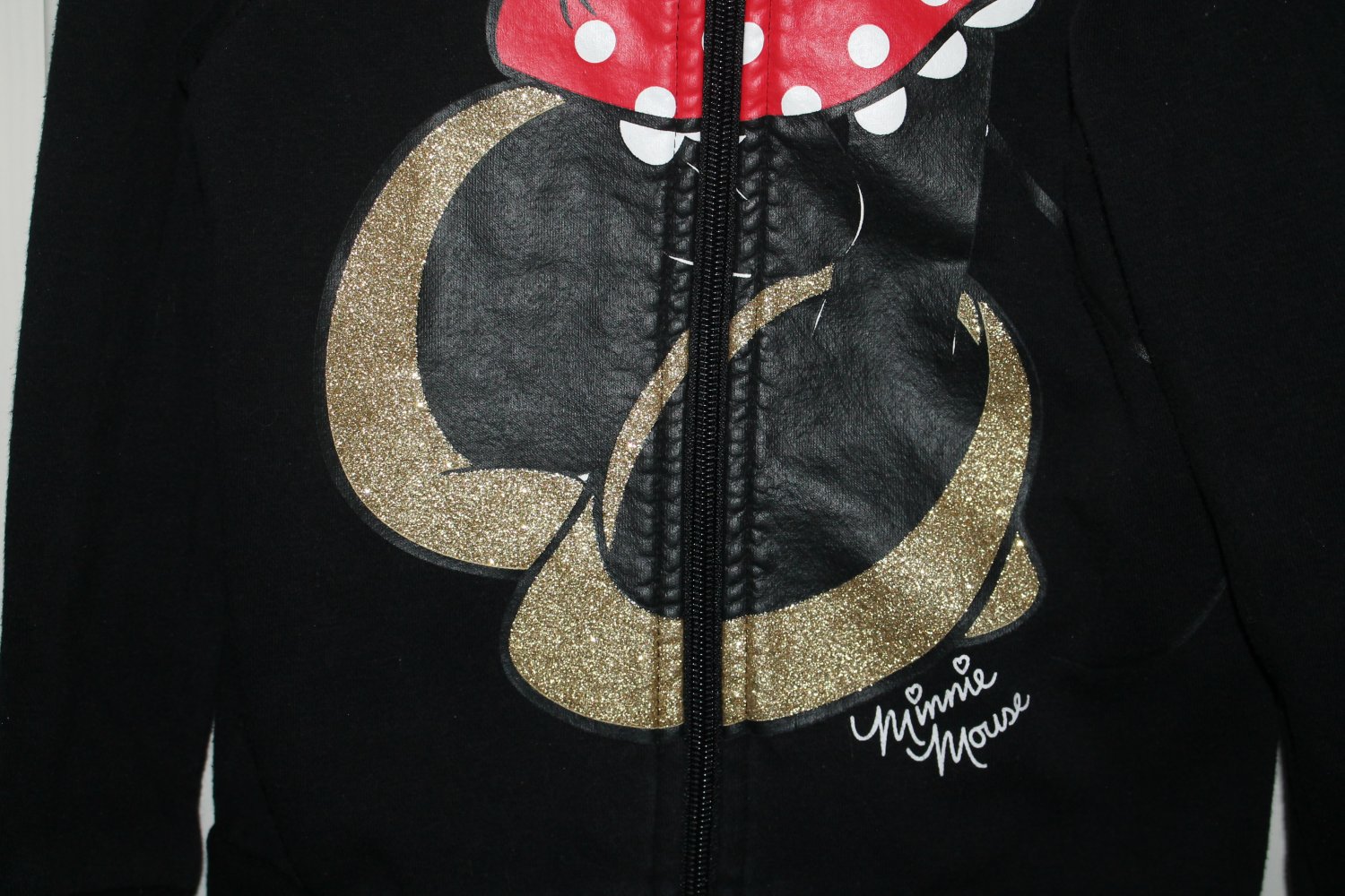 H&M Sweatjacke Minnie Mouse Gr. 110 116 schwarz rot gold Schleife Maus