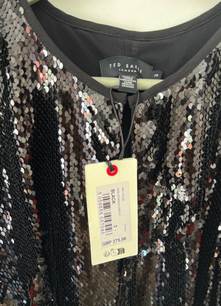 Glamouröser Pailletten-Jumpsuit mit weitem Bein – Vivalee