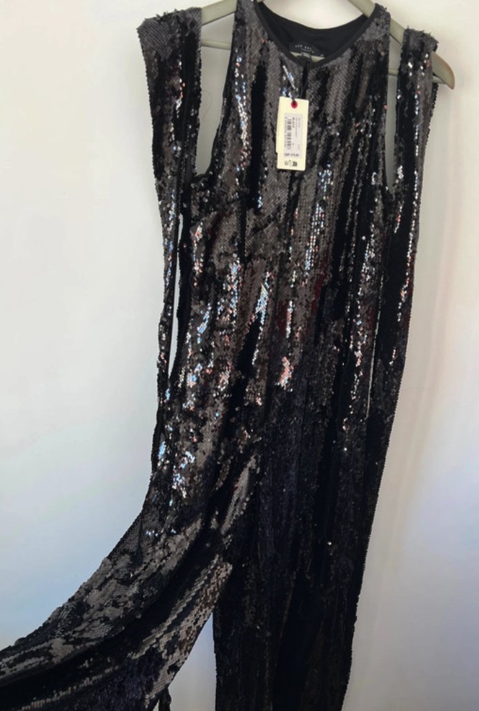 Glamouröser Pailletten-Jumpsuit mit weitem Bein – Vivalee