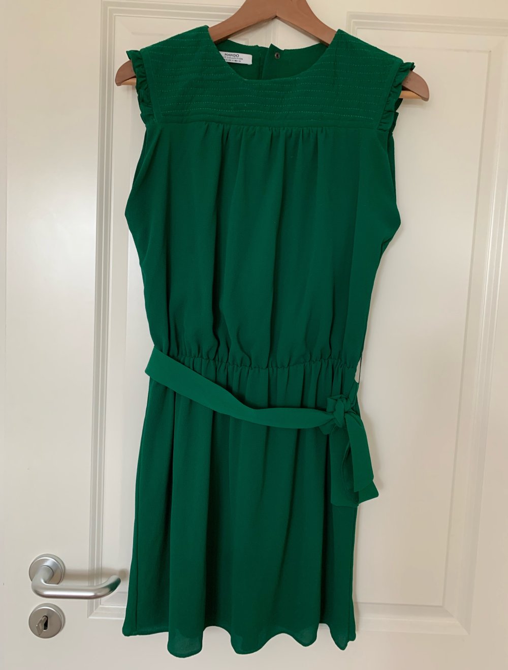 Mango Sommerkleid – Größe S – Grün– Knopfleiste & Bindegürtel