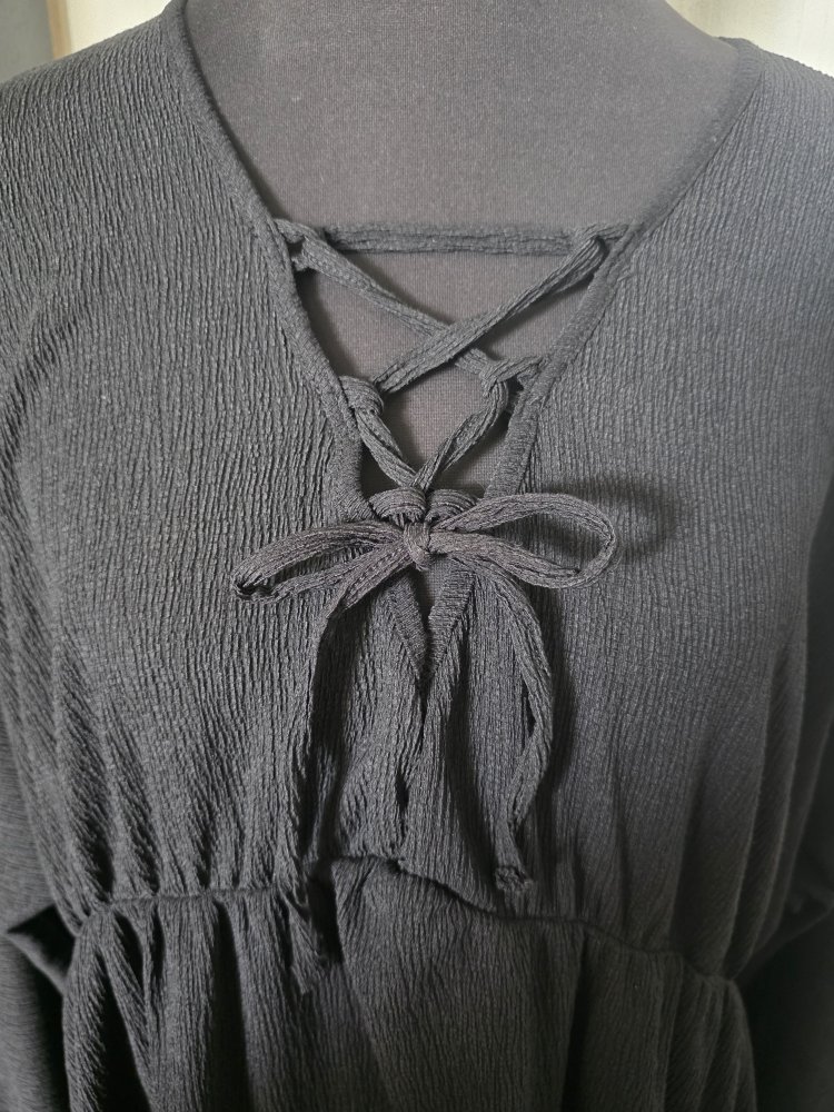 Bluse schwarz 48 UK20 Yours geschnürt Ausschnitt 