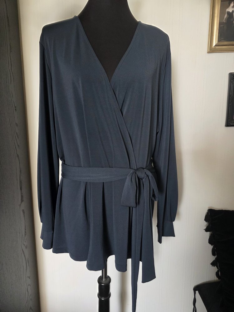 Bluse in Wickeloptik dunkles Petrol  XXL H&M 