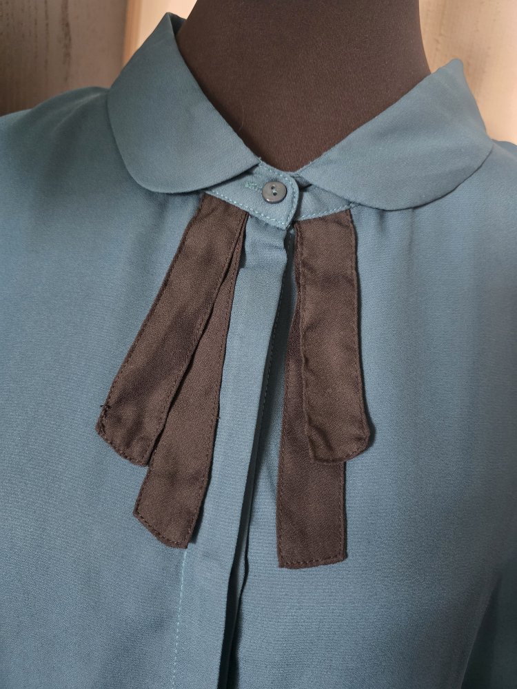 Transparente Bluse Lindy Bop 48 UK22 Petrol Türkis weite Ärmel 