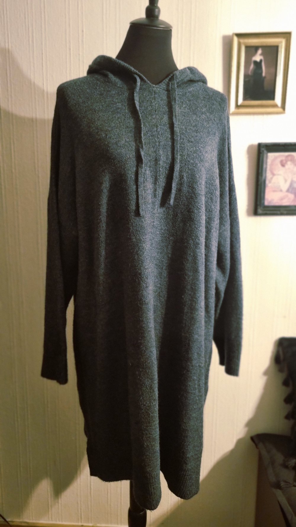 Strickkleid Vero Moda 48 50 dunkelgrün Kapuze 