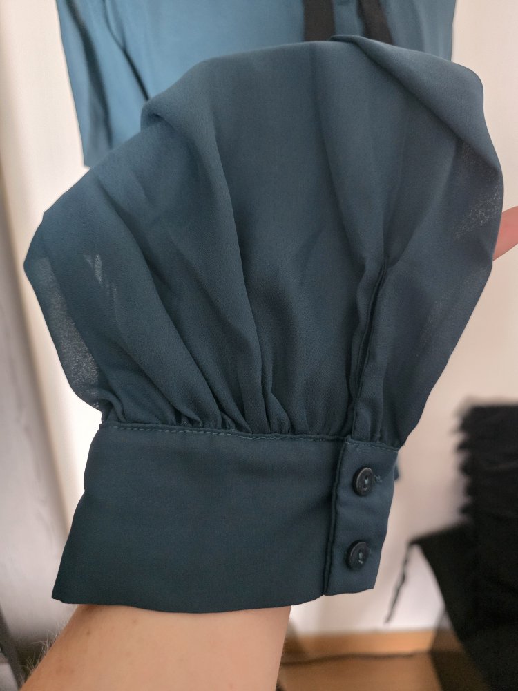 Transparente Bluse Lindy Bop 48 UK22 Petrol Türkis weite Ärmel 