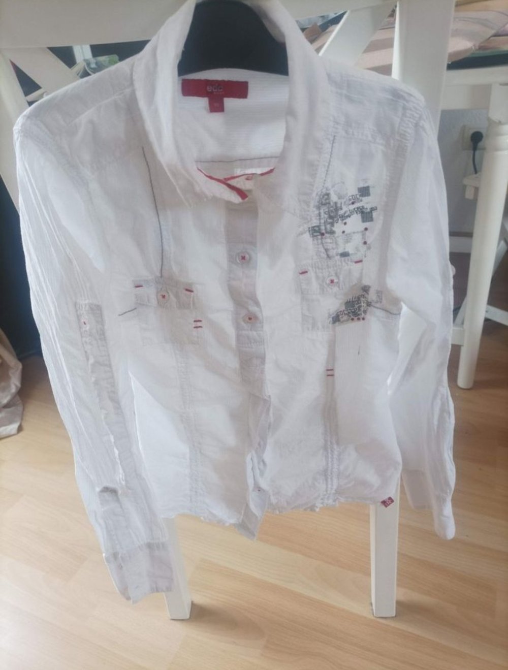 *** Esprit Bluse Gr.122/128/XS Hemd weiß rot ***