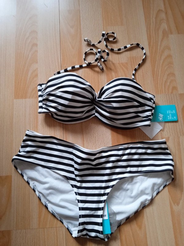 Bikini Balconette & Hipster gestreift Gr. 75B / L, NEU mit Etikett