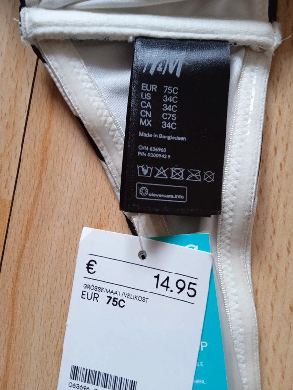 Bikini Balconette & Hipster gestreift Gr. 75B / L, NEU mit Etikett