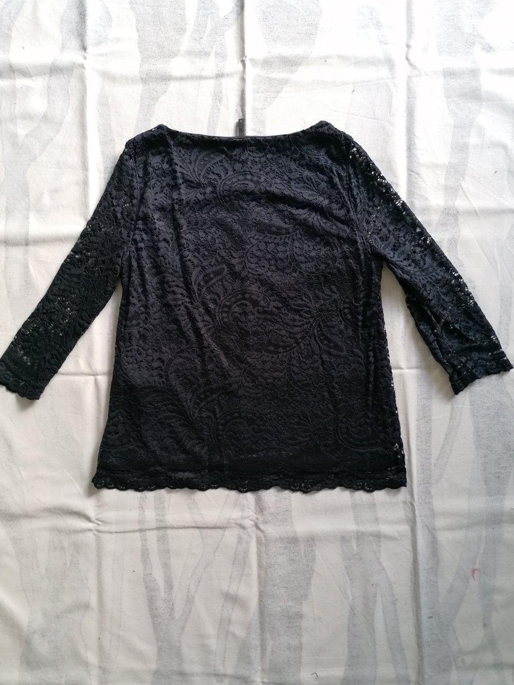 Basic 3/4 Arm Shirt aus Spitze Spitzenshirt Spitzenpulli dunkelblau