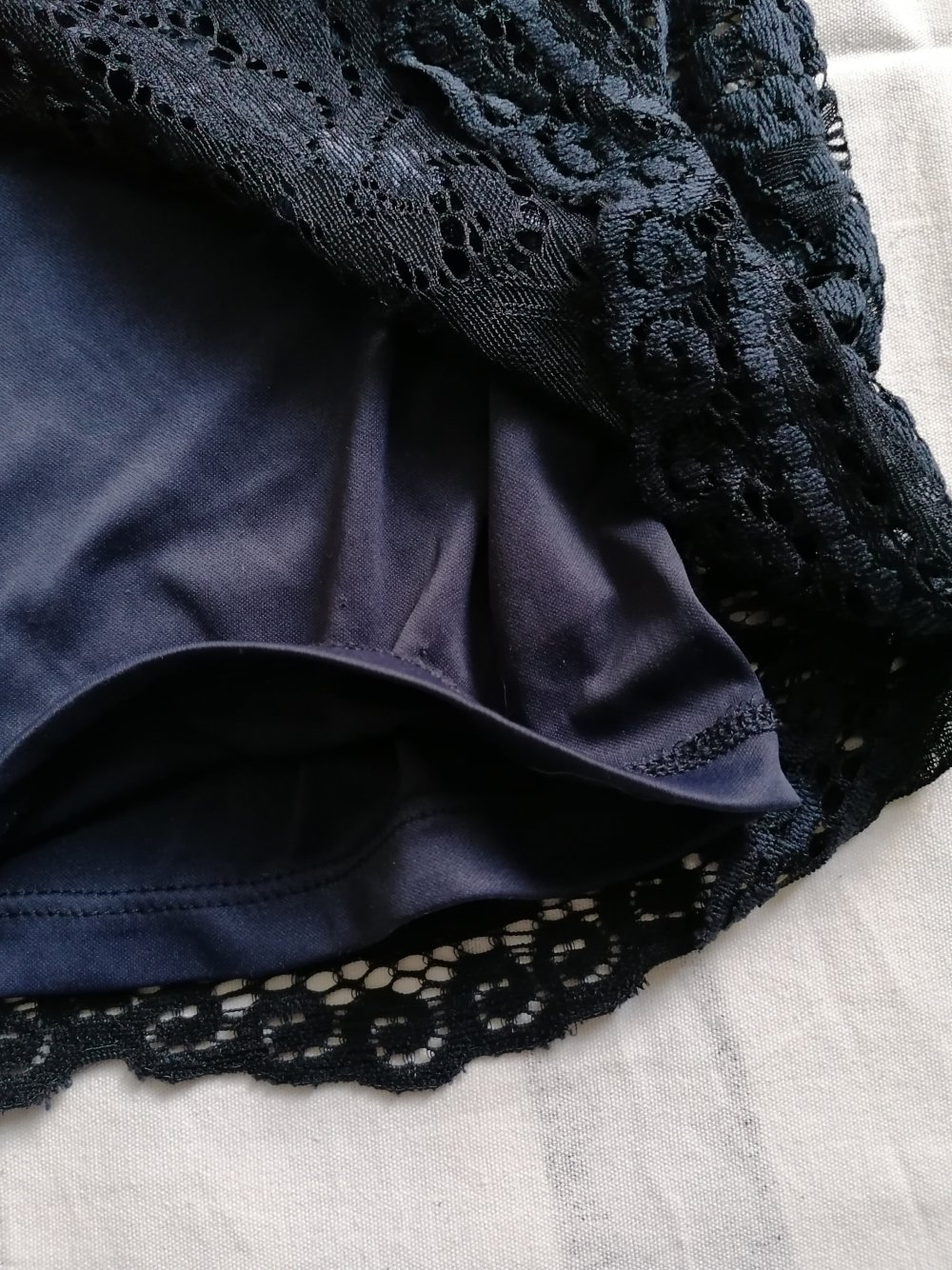 Basic 3/4 Arm Shirt aus Spitze Spitzenshirt Spitzenpulli dunkelblau