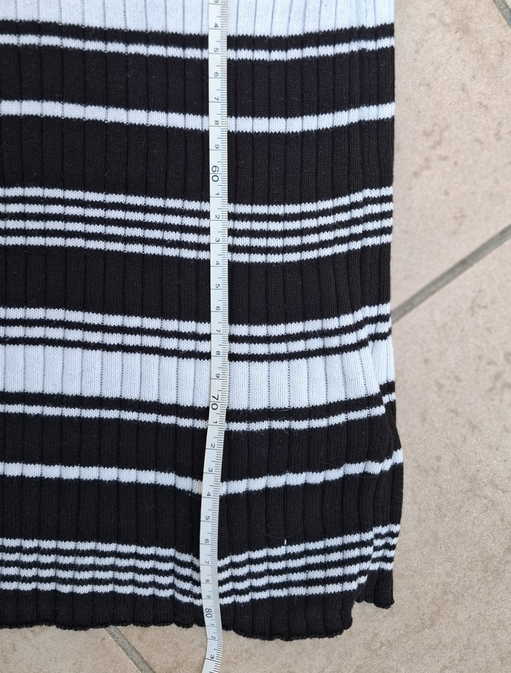 Langarmkleid schwarz weiss gestreift Gr. XS