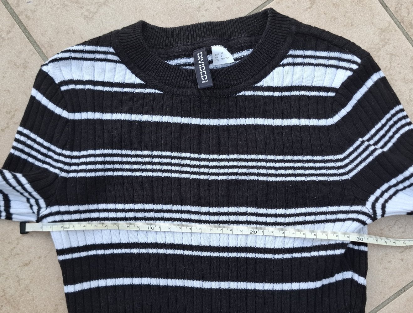 Langarmkleid schwarz weiss gestreift Gr. XS