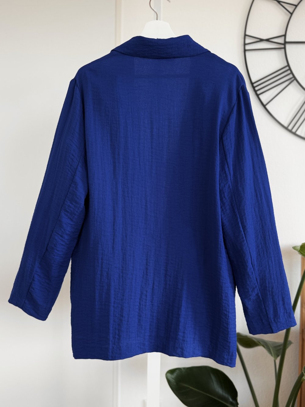 Pimkie Longblazer Viskose Blazer lang leicht mit Struktur elegant royalblau Größe L