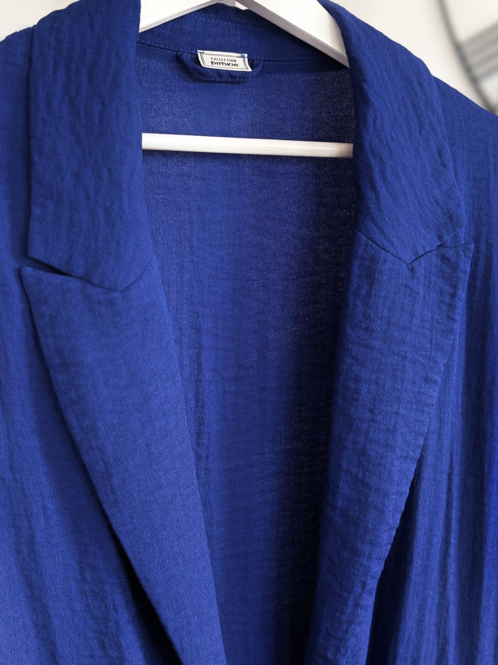 Pimkie Longblazer Viskose Blazer lang leicht mit Struktur elegant royalblau Größe L