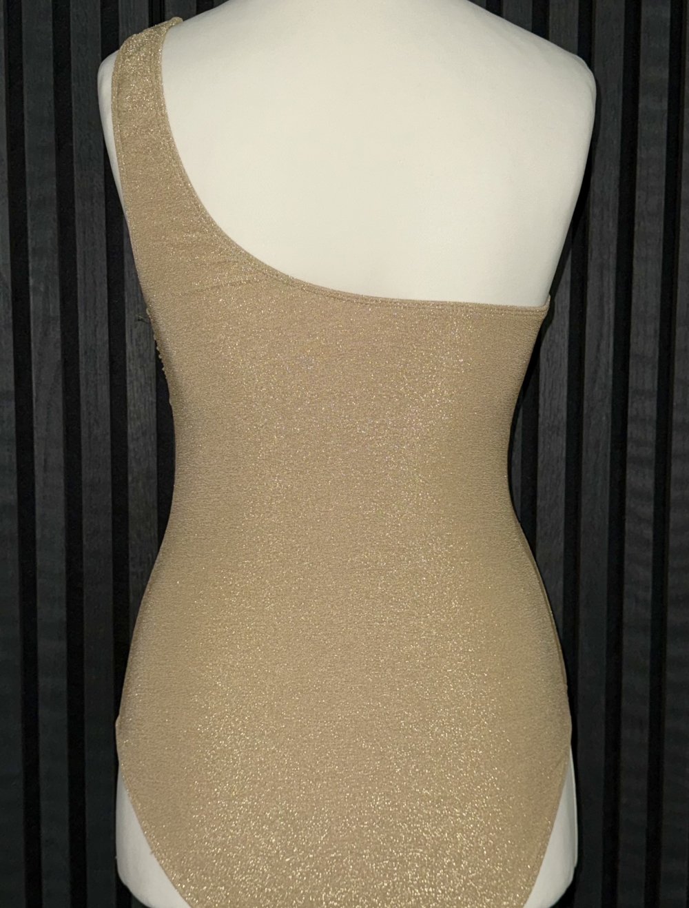 Infinity Badeanzug Gr. XL Neu One Shoulder Gold Glitzer
