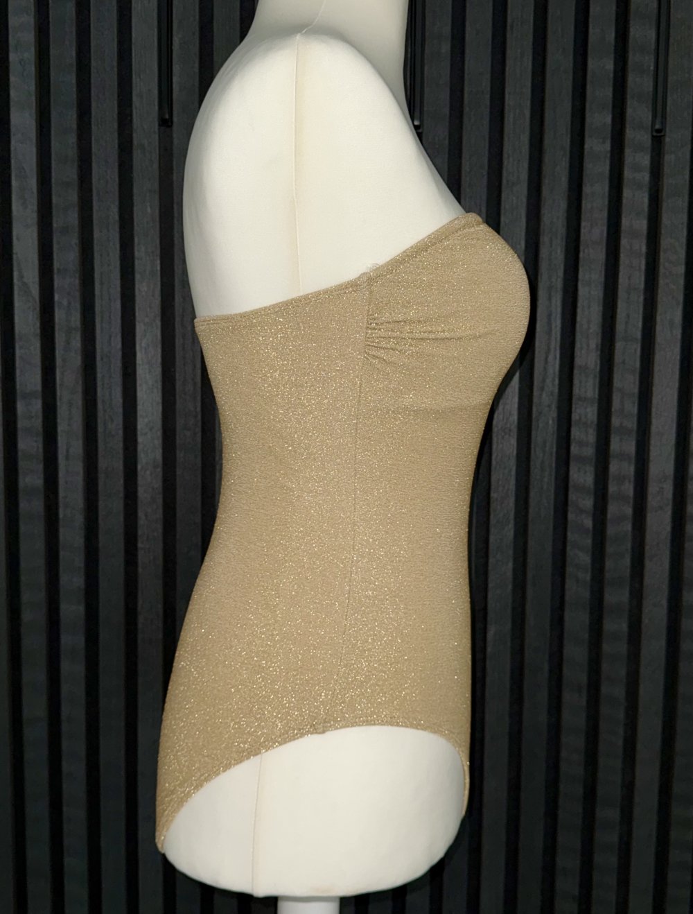 Infinity Badeanzug Gr. XL Neu One Shoulder Gold Glitzer