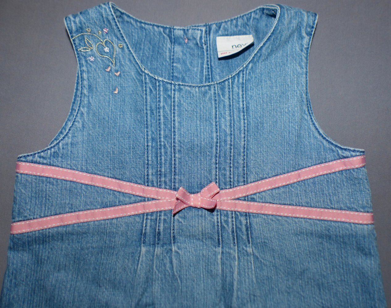 NEXT Jeans Kleid 92 98 2 - 3 J blau rosa Mode UK England w Neu