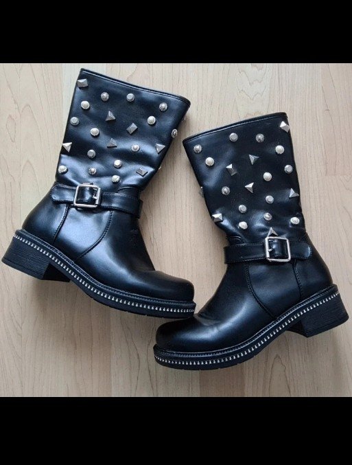 Biker Stiefel Boots Nieten Gr. 38 schwarz