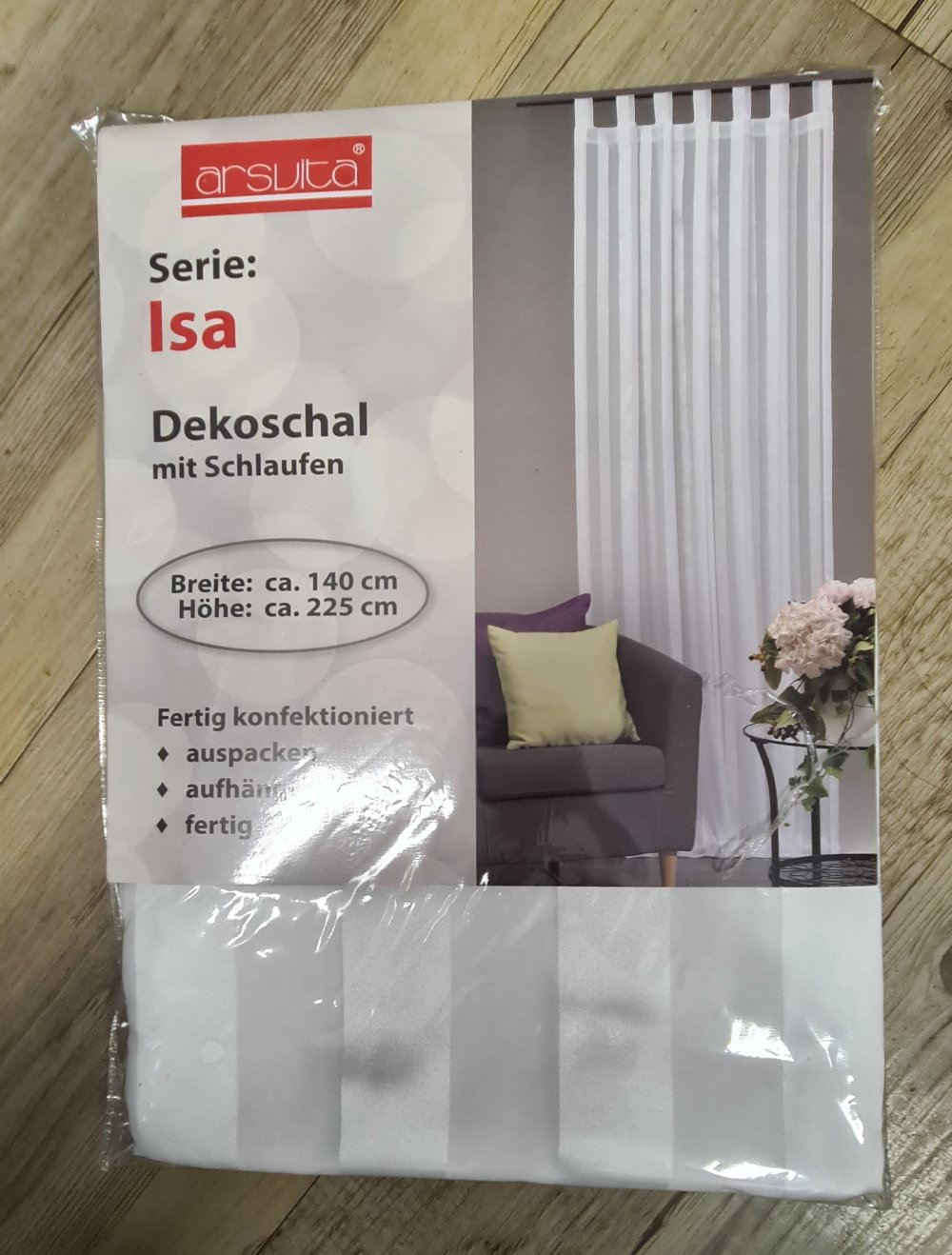 Dekoschal mit Schlaufen 140x225cm weiß