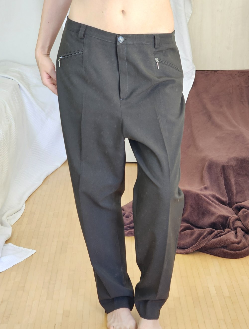 Chinohose Khaki 44 XXL Hose pants Anzughose Kaki Grün Retro