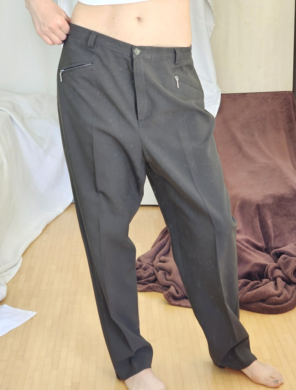 Chinohose Khaki 44 XXL Hose pants Anzughose Kaki Grün Retro