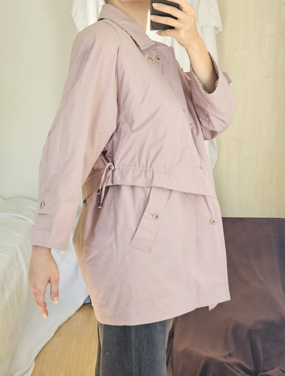 Vintage Mantel Jacke Retro 90s 80s y2k Rose Oversize Trenchcoat