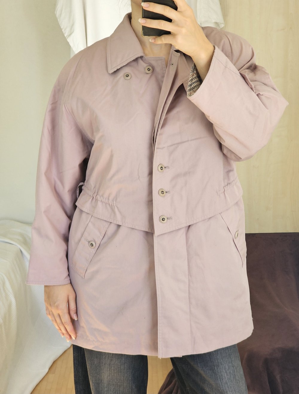 Vintage Mantel Jacke Retro 90s 80s y2k Rose Oversize Trenchcoat