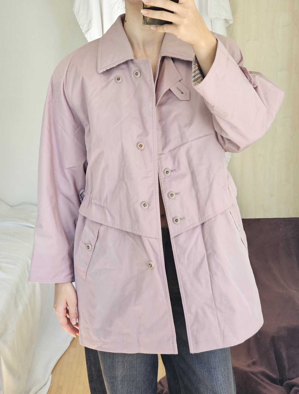 Vintage Mantel Jacke Retro 90s 80s y2k Rose Oversize Trenchcoat