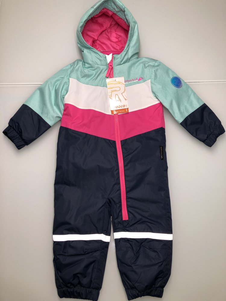 Baby Mädchen Skianzug Schneeanzug Jacke Bunt Rodeo reflektierender Streifen Kinder Gr. 74 neu mit Etikett