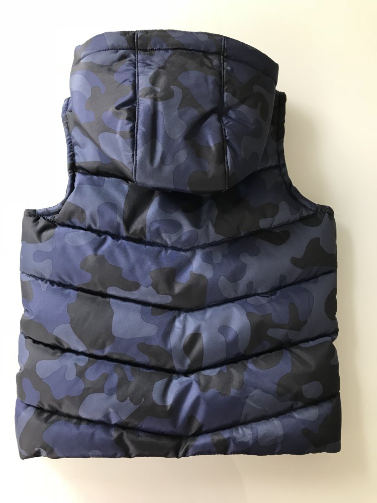Jungen Kinder Weste Steppweste Camouflage Armee Kapuze Reißverschluss Marineblau Blau Schwarz Gr. 104  Ideal für die Übergangszeit Palomino