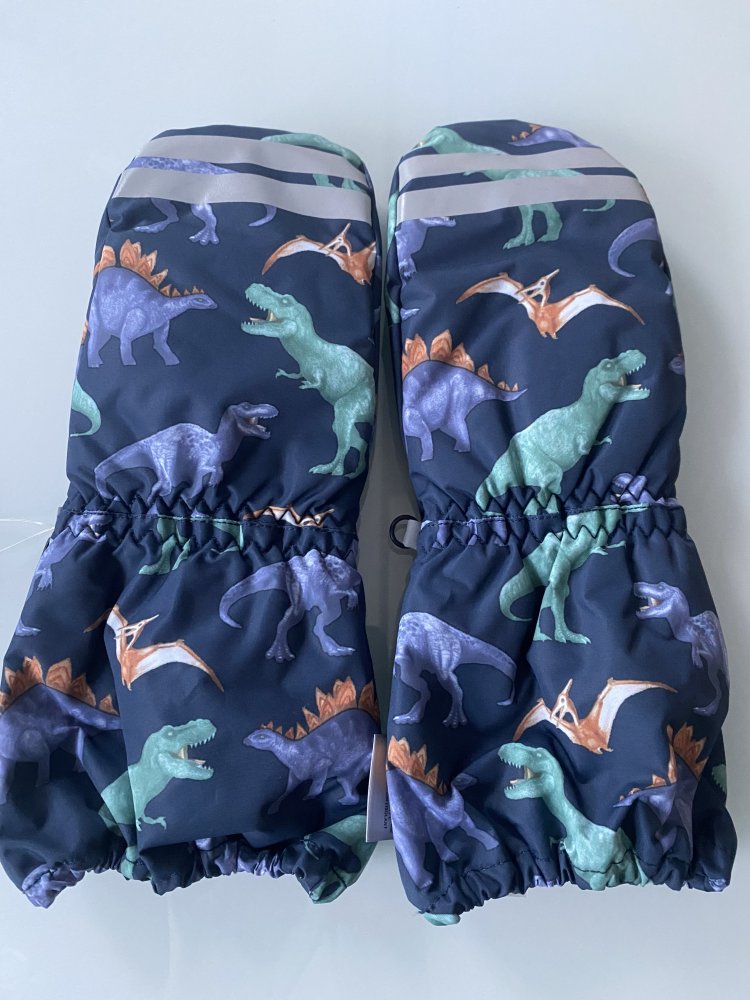 Jungen Kinder Wasserabweisende Skifäustlinge Dino Dinosaurier 3M aus winddichtem und wasserabweisendem Funktionsmaterial mit Kappnähten, Reflektoren, Gr. 146/152 