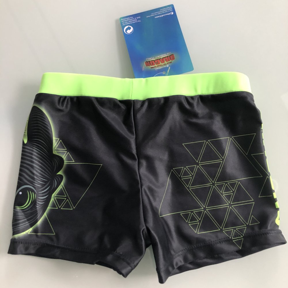 Jungen Kinder Badehosen Bademode Slips Dragons Schwarz Grün Neon Strand Sommer Gr. 92 