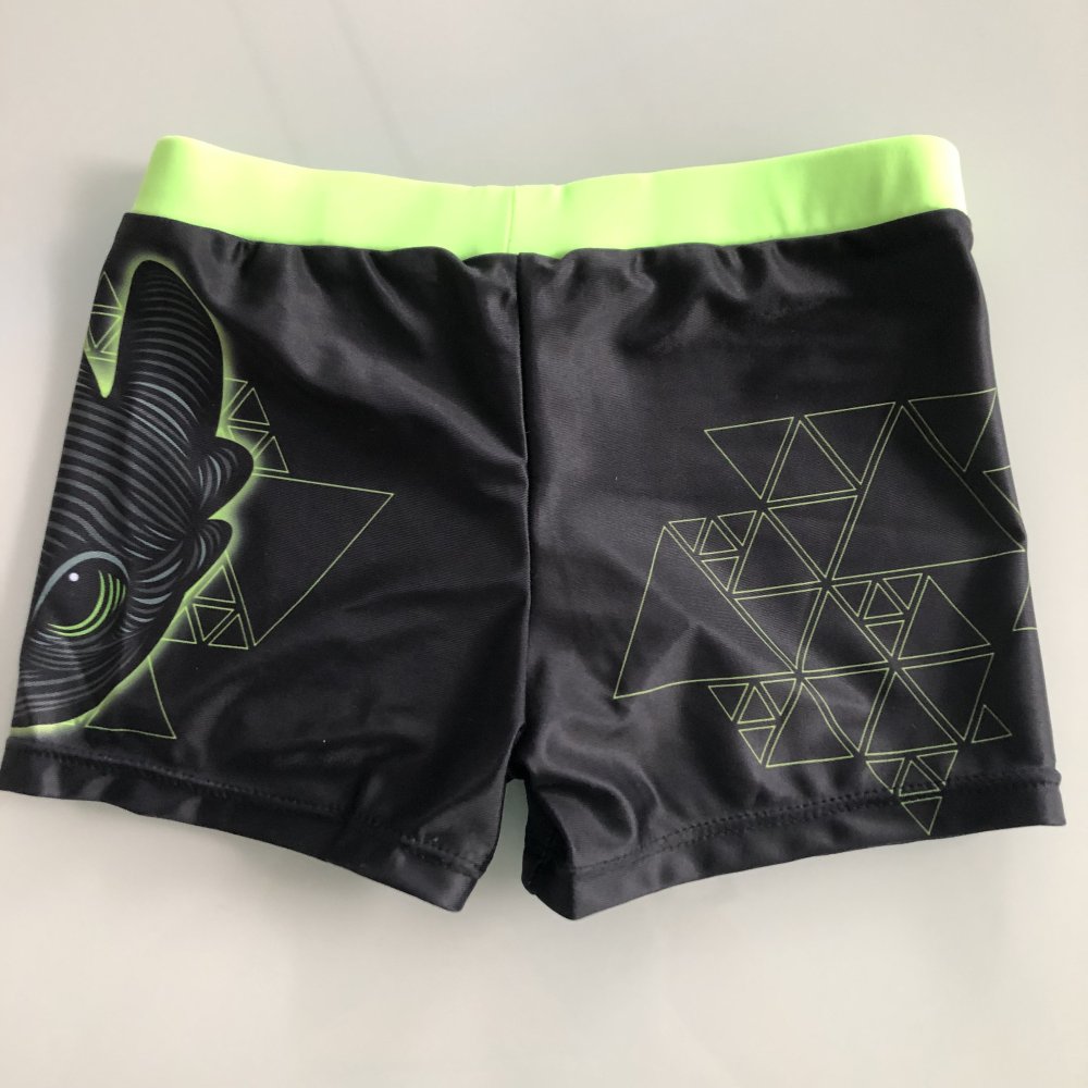 Jungen Kinder Badehosen Bademode Slips Dragons Schwarz Grün Neon Strand Sommer Gr. 92 