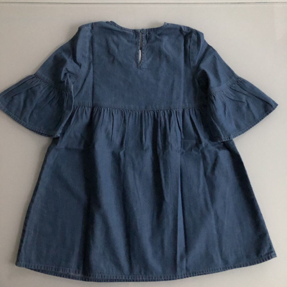 Mädchen Jeans Denim Kleid Kleidchen Blau Blumen C&A Gr. 110, 100% Baumwolle Besondere Anlässe, Marke: C&A, neu mit Etikett