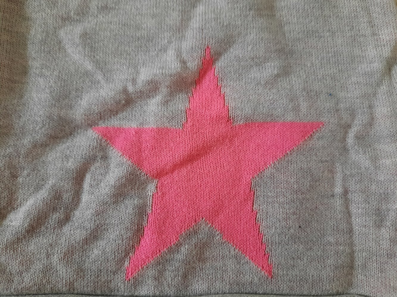 Wie NEU Zwillingsherz Beanie Mütze Stern grau pink Trend Onesize