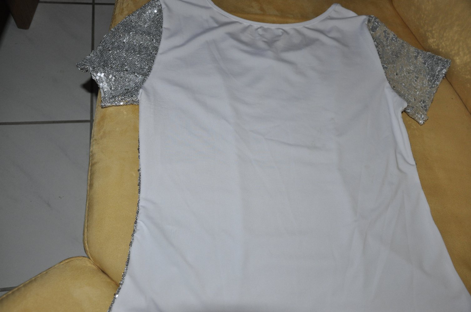 Sommerliches Pailletten T-shirt, Silber, Glänzend!