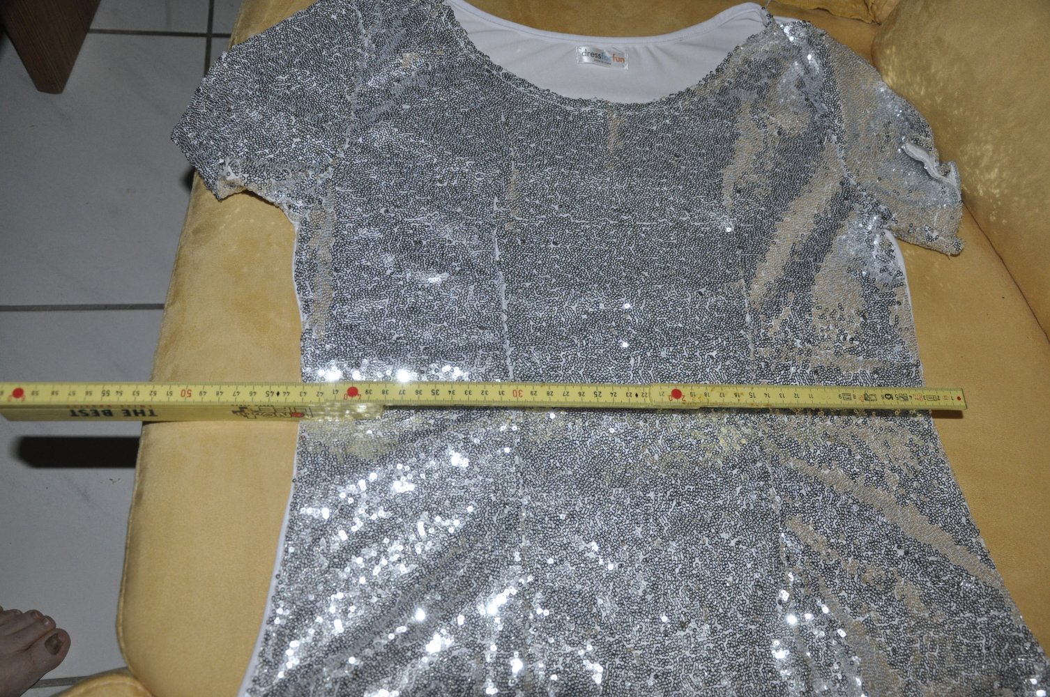 Sommerliches Pailletten T-shirt, Silber, Glänzend!