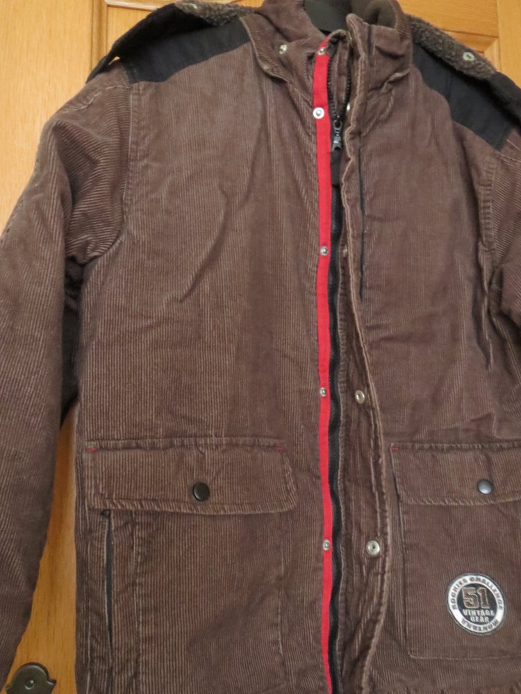  Winterjacke mit Kapuze, Gr.176, braun, Cord