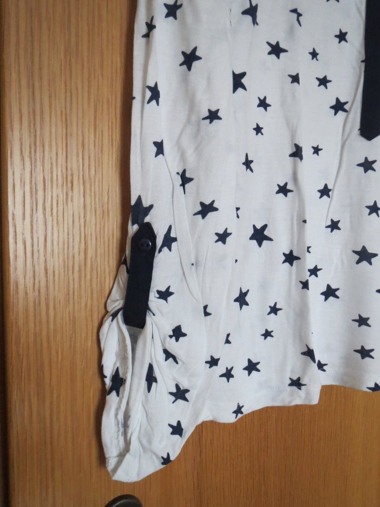 Shirt, Gr.36/38, Langarm, weiß-dunkel blau