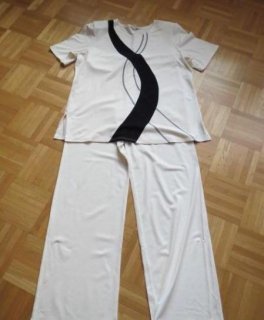 2-Teiler, Hose, Oberteil, Gr.42/44, neu, ecru