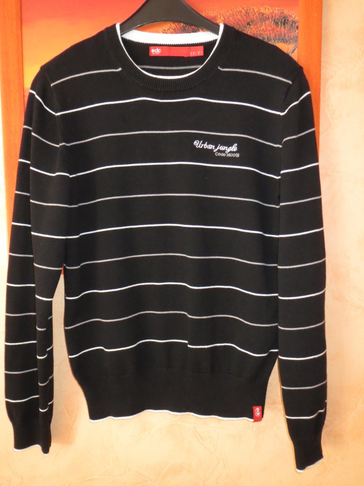Pullover, Gr.M, schwarz, gestreift